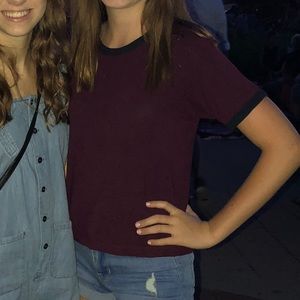 John galt maroon and navy striped baby tee